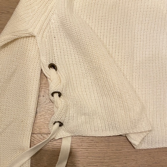Cream Knit Sweater with Side Ties - Picture 3 of 3